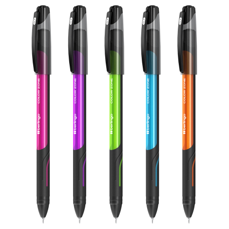 Ручка шариковая Berlingo "Color Zone stick" синяя, 0,7мм, прорезиненный корпус ассорти, пакет, CBp_70950_1, 305538