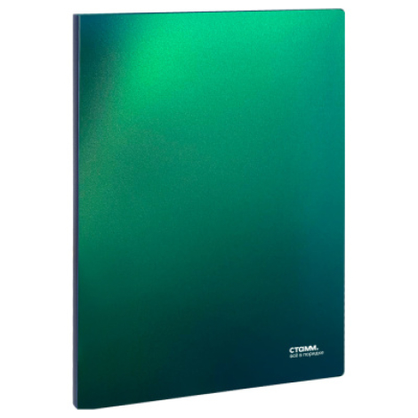 Папка с 40 вкладышами СТАММ "Хамелеон" А4, 21мм, 700мкм, пластик, зеленый хамелеон, ММ-31865, 373325