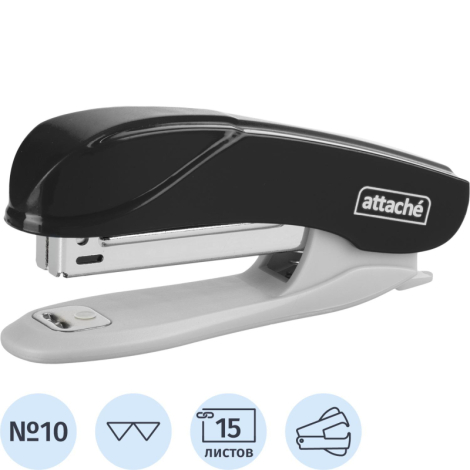 Степлер Attache Pulse до 15 листов черный (скобы № 10, с антистеплером) 1866805
