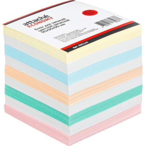 Блок для записей Attache Economy запасн. 9х9х9 цветной 65-80 г 605144