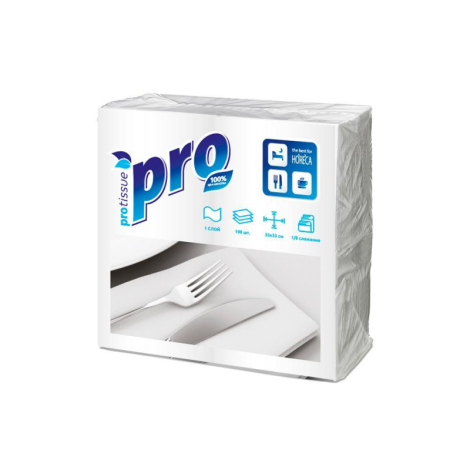 Салфетки бумажные Protissue 1сл 33х33 белые 100шт в уп С232, 1415049