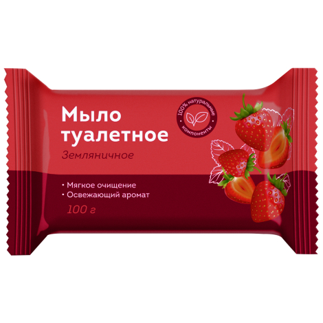 Мыло туалетное OfficeClean "Земляничное", флоу-пак, 100г., 340312