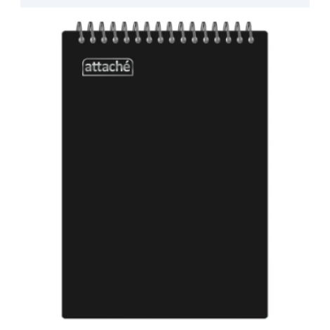 Блокнот А5 80л Attache гребень клетка пластик черн с тиснением 1775684