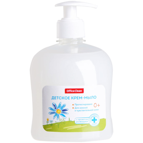 Мыло-крем жидкое OfficeClean "Детское" с ромашкой, антибактериальное, с дозатором, 500мл 319530