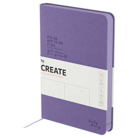 Ежедневник недатированный, А5, 136л., твердый переплет, кожзам, BG "Create. Purple", фиолетовый, цветной срез, DuA5_61248, 369888