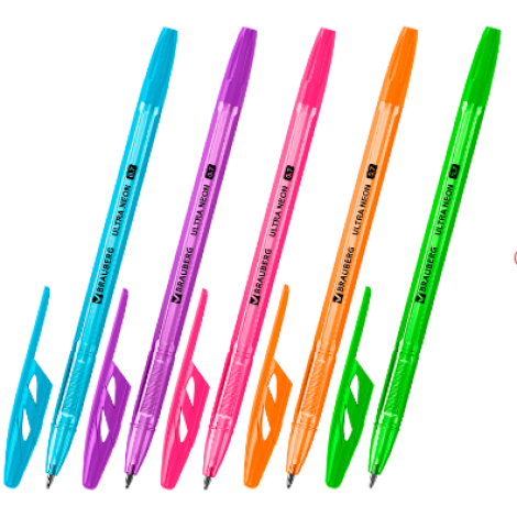 Ручка шариковая BRAUBERG "ULTRA NEON", СИНЯЯ, узел 0,7 мм, чернила ГЕРМАНИЯ, наконечник ШВЕЙЦАРИЯ, 143566
