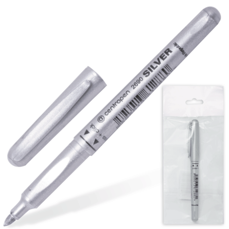 Маркер перманентный серебряный, круглый наконечник 1,5 -3 мм мм, Centropen 2690/1 150321