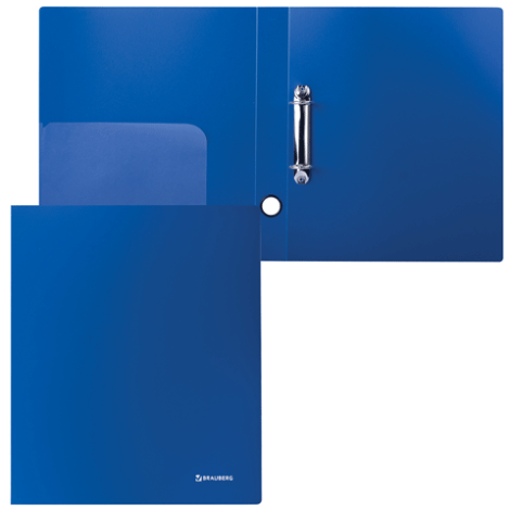 Папка на 2 кольцах синяя, корешок 40 мм BRAUBERG "Стандарт" 221617