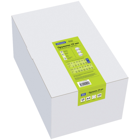 Пружины пластик D=19мм OfficeSpace, белый, 100шт. 222455