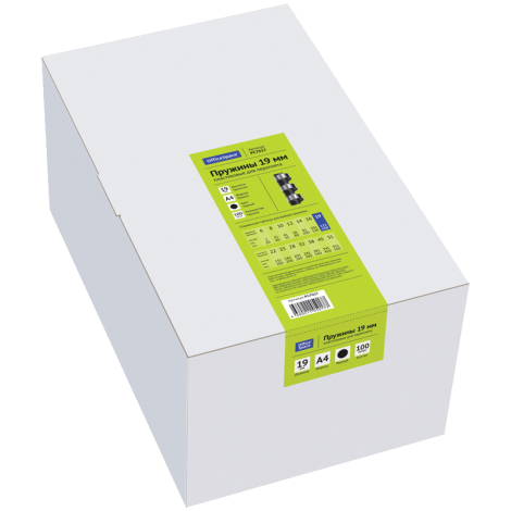 Пружины пластик D=19мм OfficeSpace, черный, 100шт. 222457