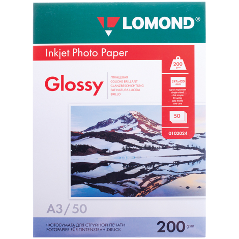 Фотобумага А3 для стр. принтеров Lomond, 200г/м2 (50л) глянцевая односторонняя 071149