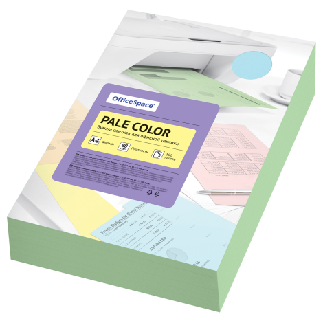 Бумага цветная OfficeSpace "Pale Color", А4, 80г/м2, 500л., (зеленый) 356860