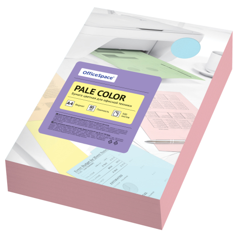 Бумага цветная OfficeSpace "Pale Color", А4, 80г/м2, 500л., (розовый) 356862