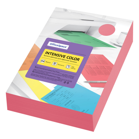 Бумага цветная OfficeSpace "Intensive Color", А4, 80г/м2, 500л., (красный) 361620
