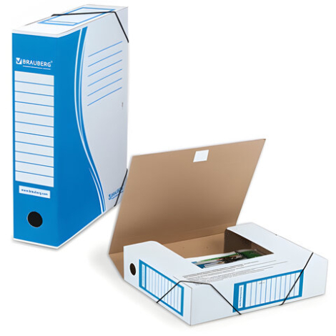Накопитель документов, Папка с резинкой BRAUBERG, 75 мм, синий, до 700л., 121810